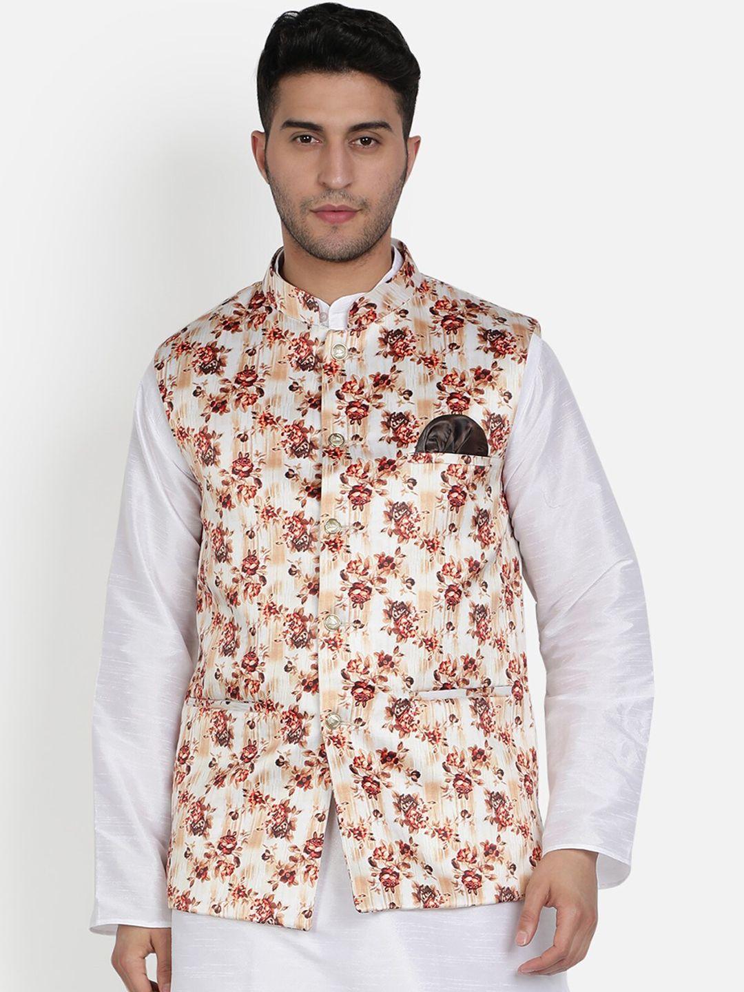 armaan ethnic men floral printed nehru jacket