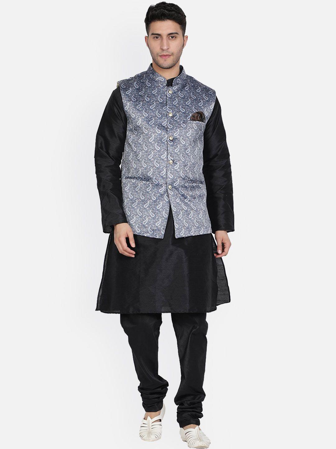 armaan ethnic men green regular dupion silk kurta with churidar