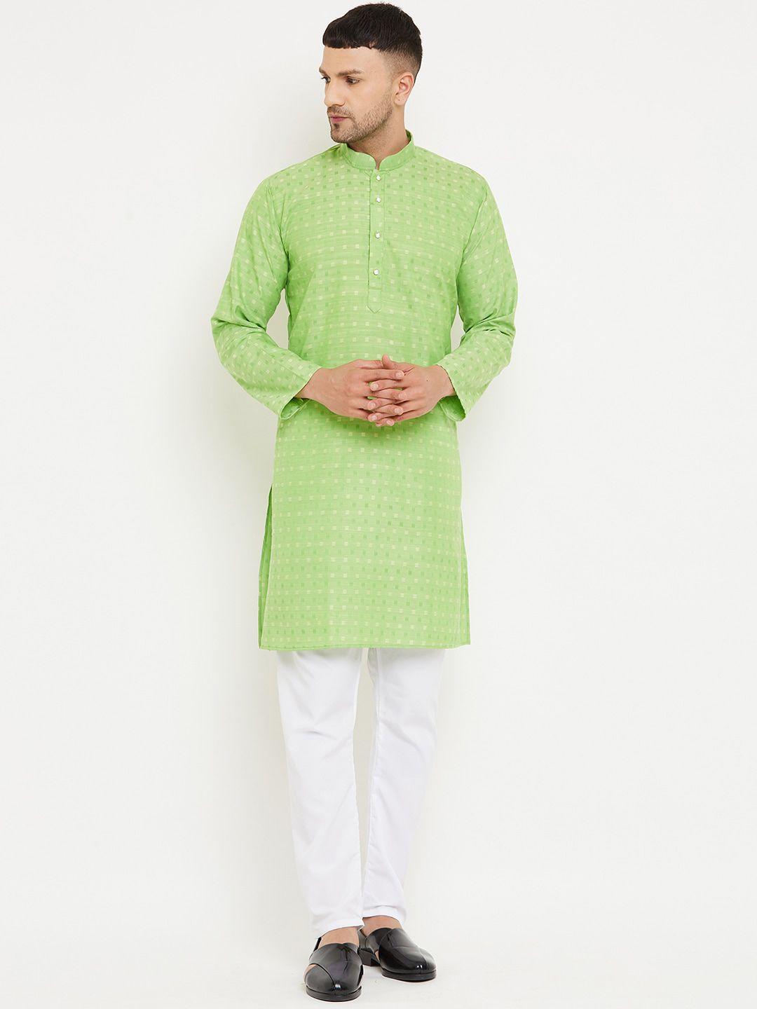 armaan ethnic men green woven design kurta