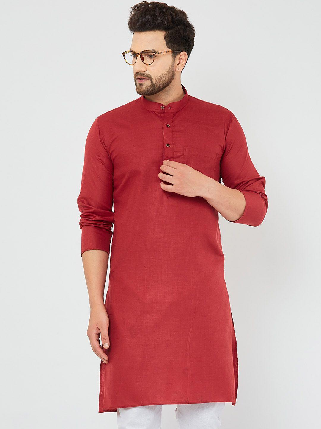 armaan ethnic men maroon thread work kurta