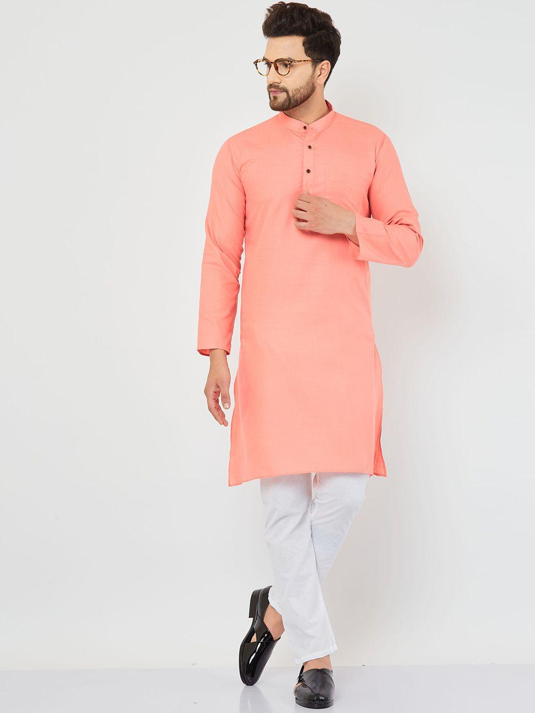 armaan ethnic men pink thread work kurta