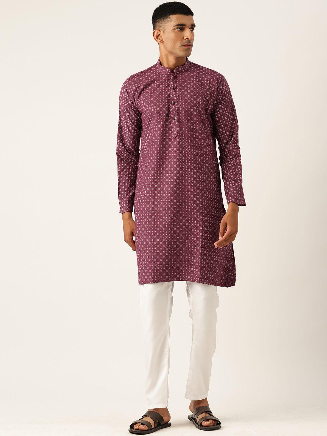 armaan ethnic men printed regular pure cotton kurta with pyjamas