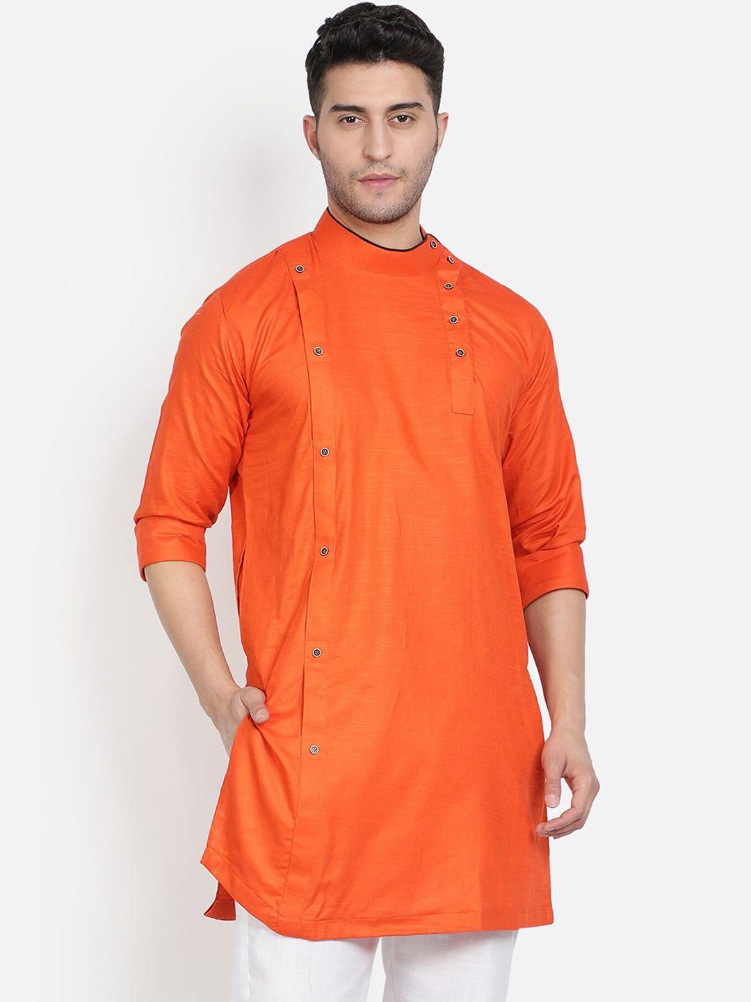 armaan ethnic men solid angrakha cotton kurta