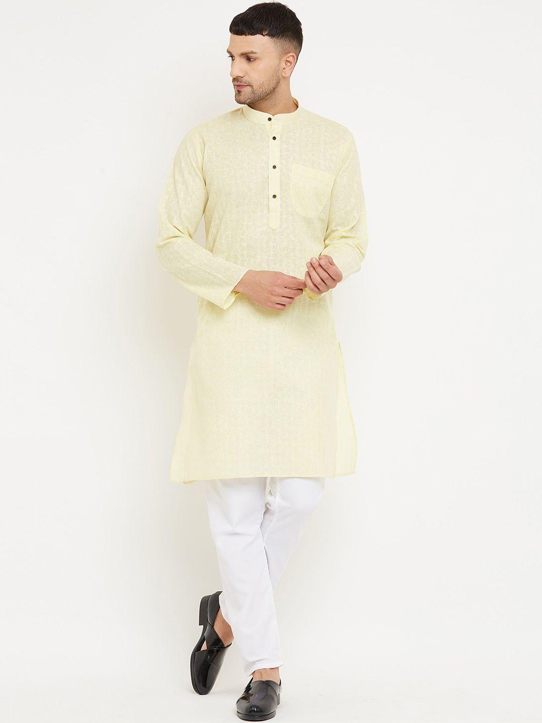 armaan ethnic men yellow pure cotton kurta with pyjamas