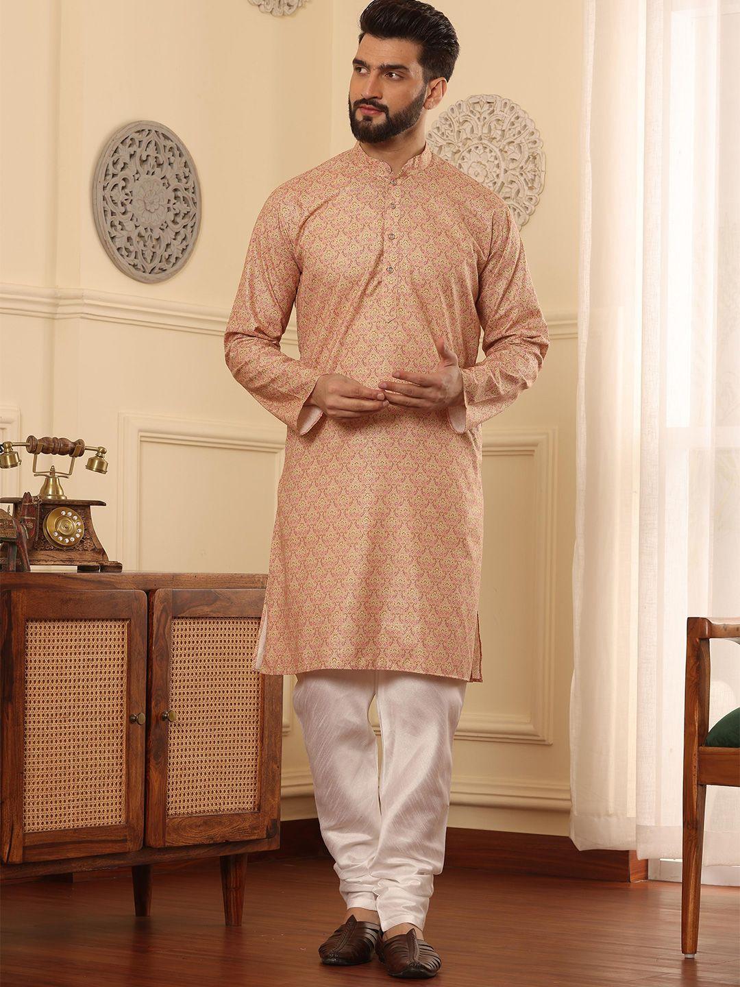 armaan ethnic paisley printed mandarin collar straight kurta with churidar