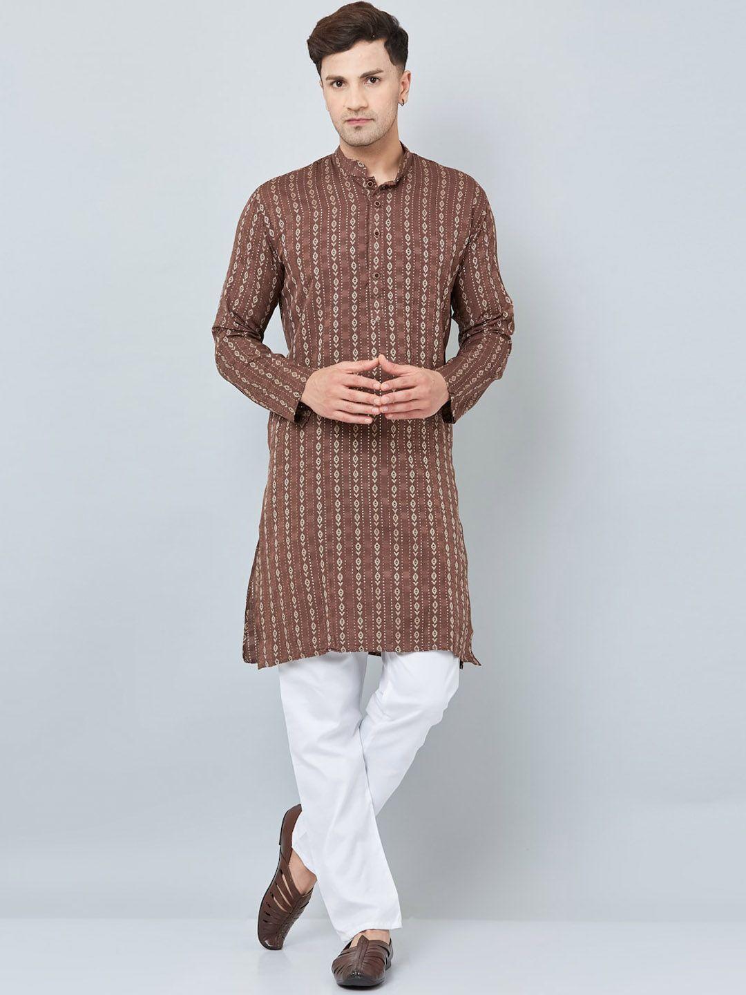 armaan ethnic printed mandarin collar straight kurta with pyjamas