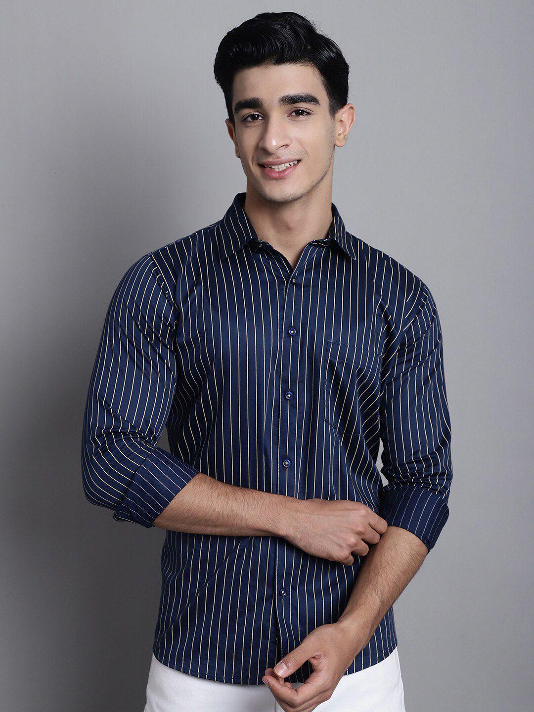 armaan ethnic striped original cotton satin casual shirt