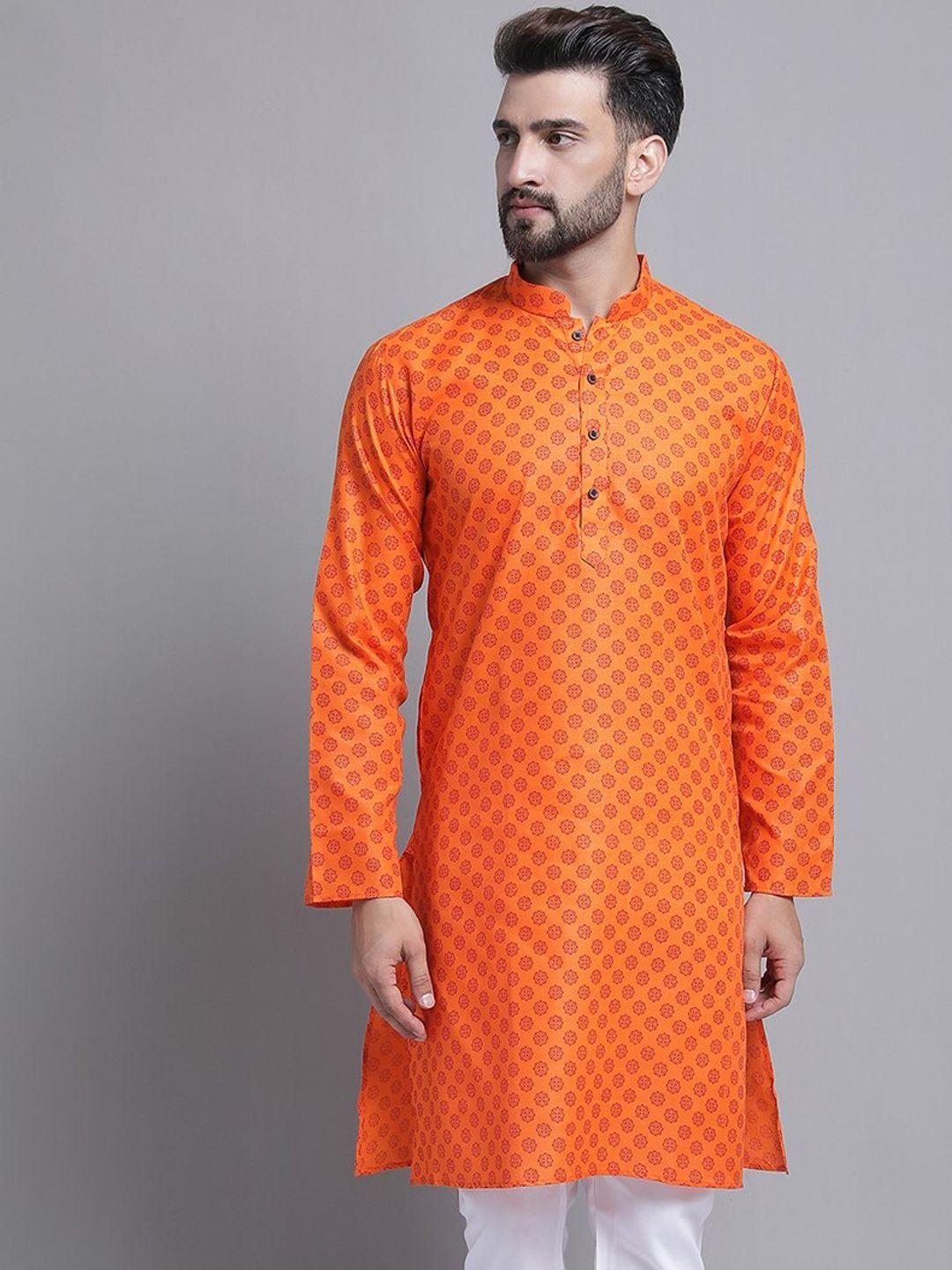 armaan ethnic woven design mandarin collar straight cotton kurta