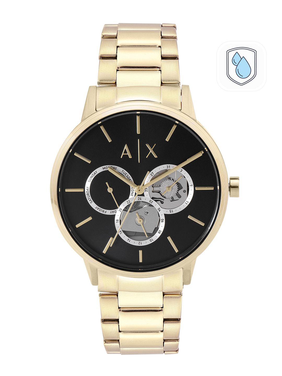 armani exchange men black analogue chronograph watch ax2747