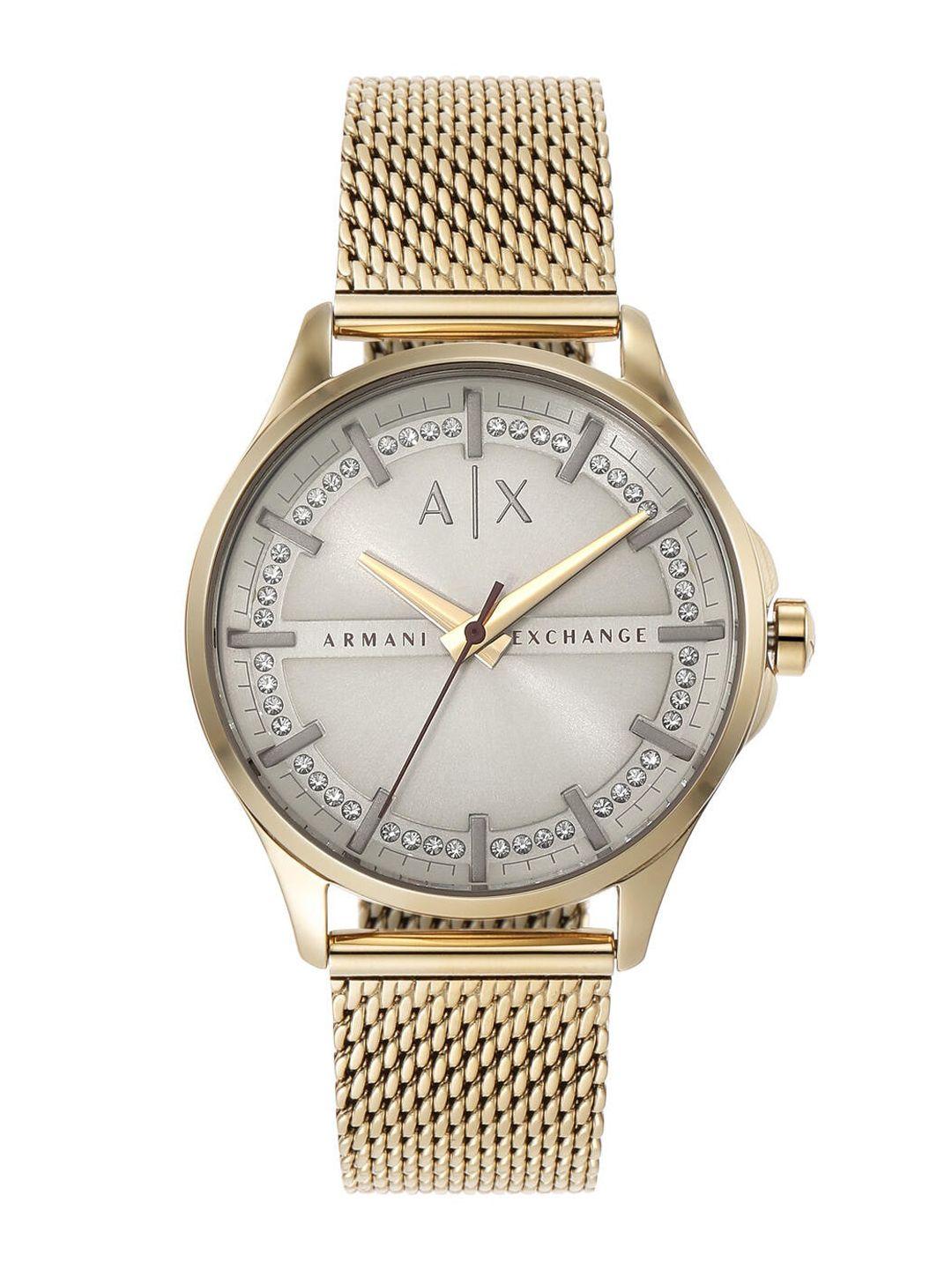 armani exchange women embellished dial & bracelet style straps analogue watch ax5274