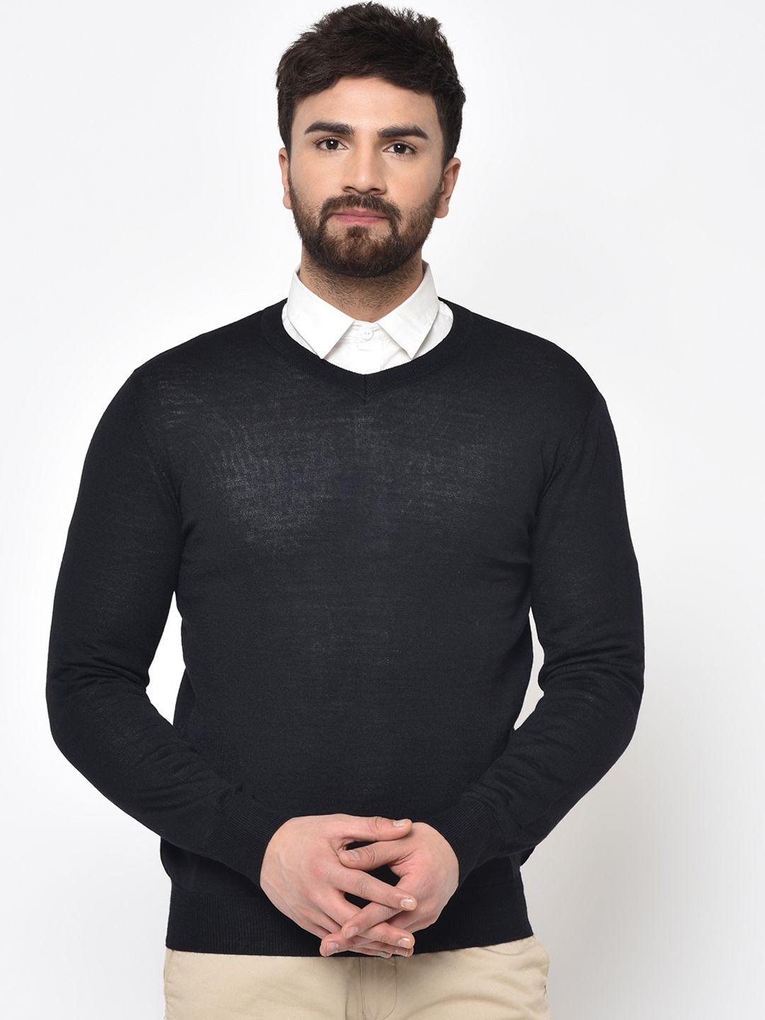 armisto men black solid pullover sweater