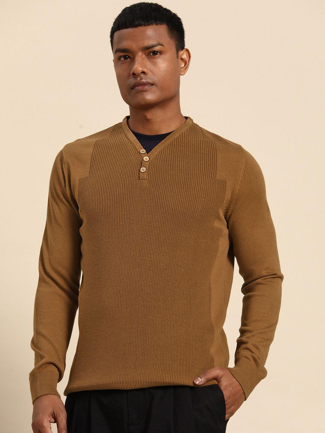 armisto men brown cotton pullover