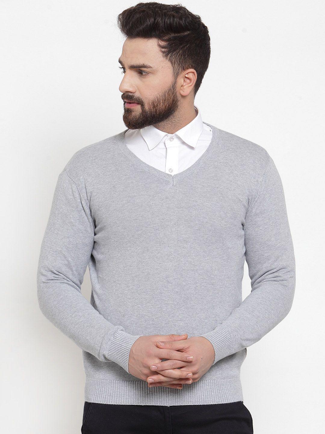 armisto men grey melange solid pullover sweater