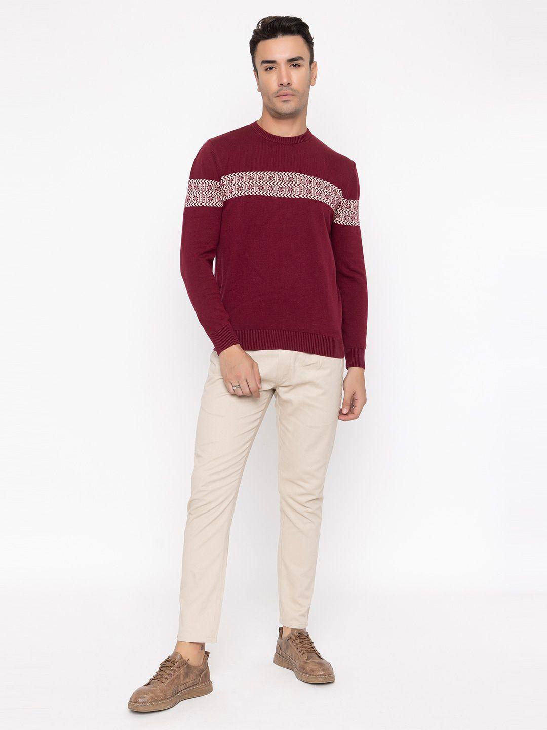 armisto men maroon & white floral pullover