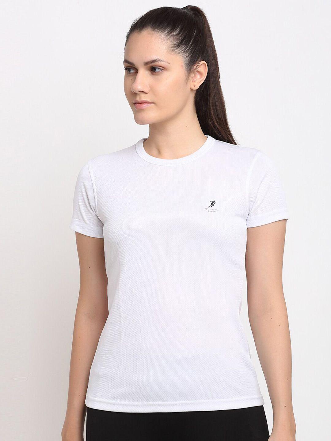 armisto women white slim fit dri-fit sports t-shirt