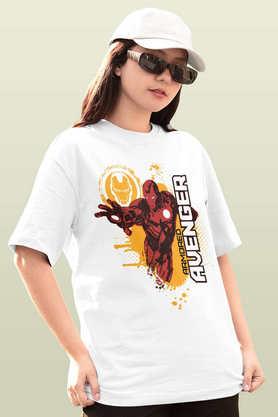 armored avenger round neck womens oversized t-shirt - white