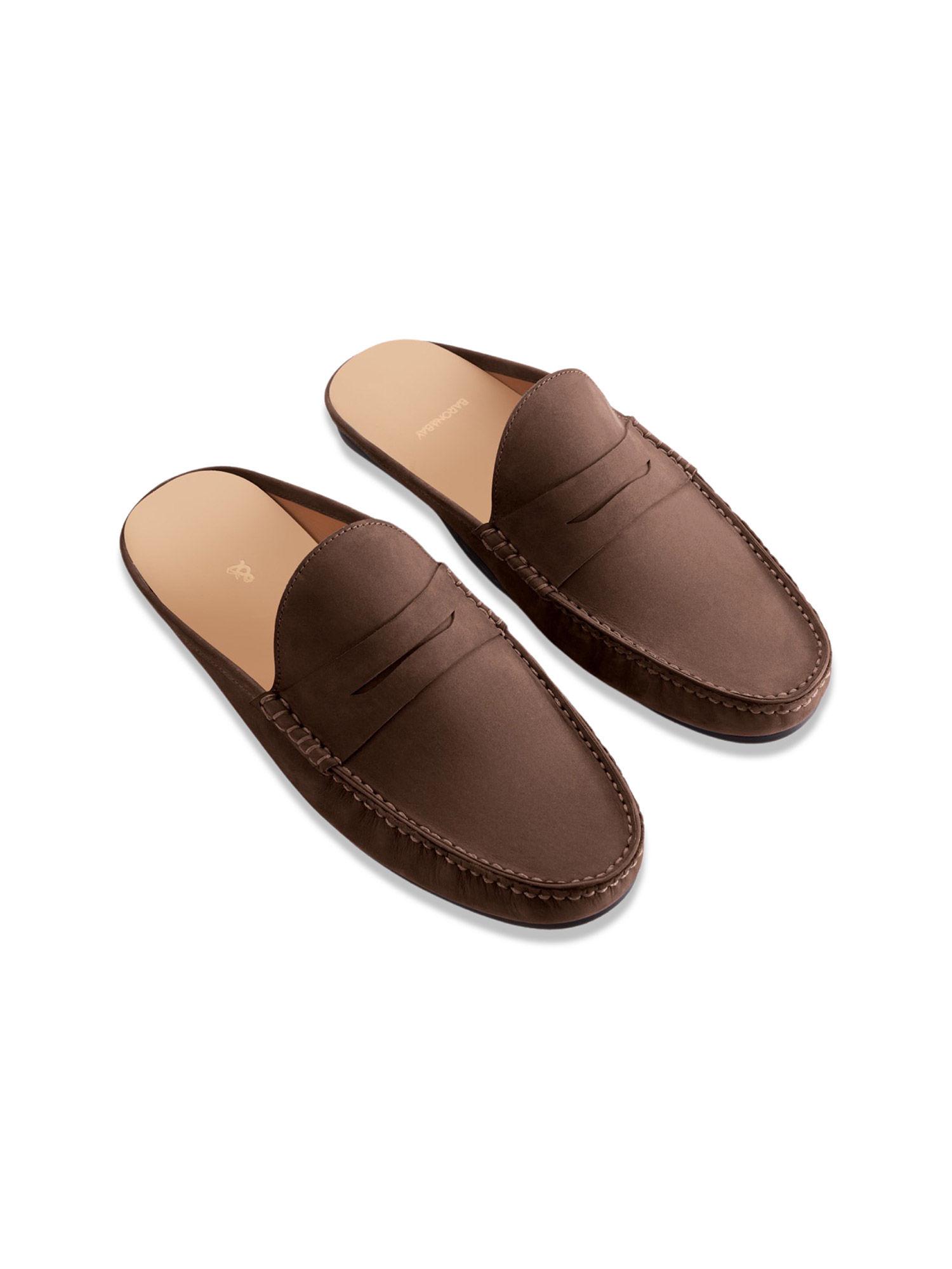 arno nubuck backless brown casual mules