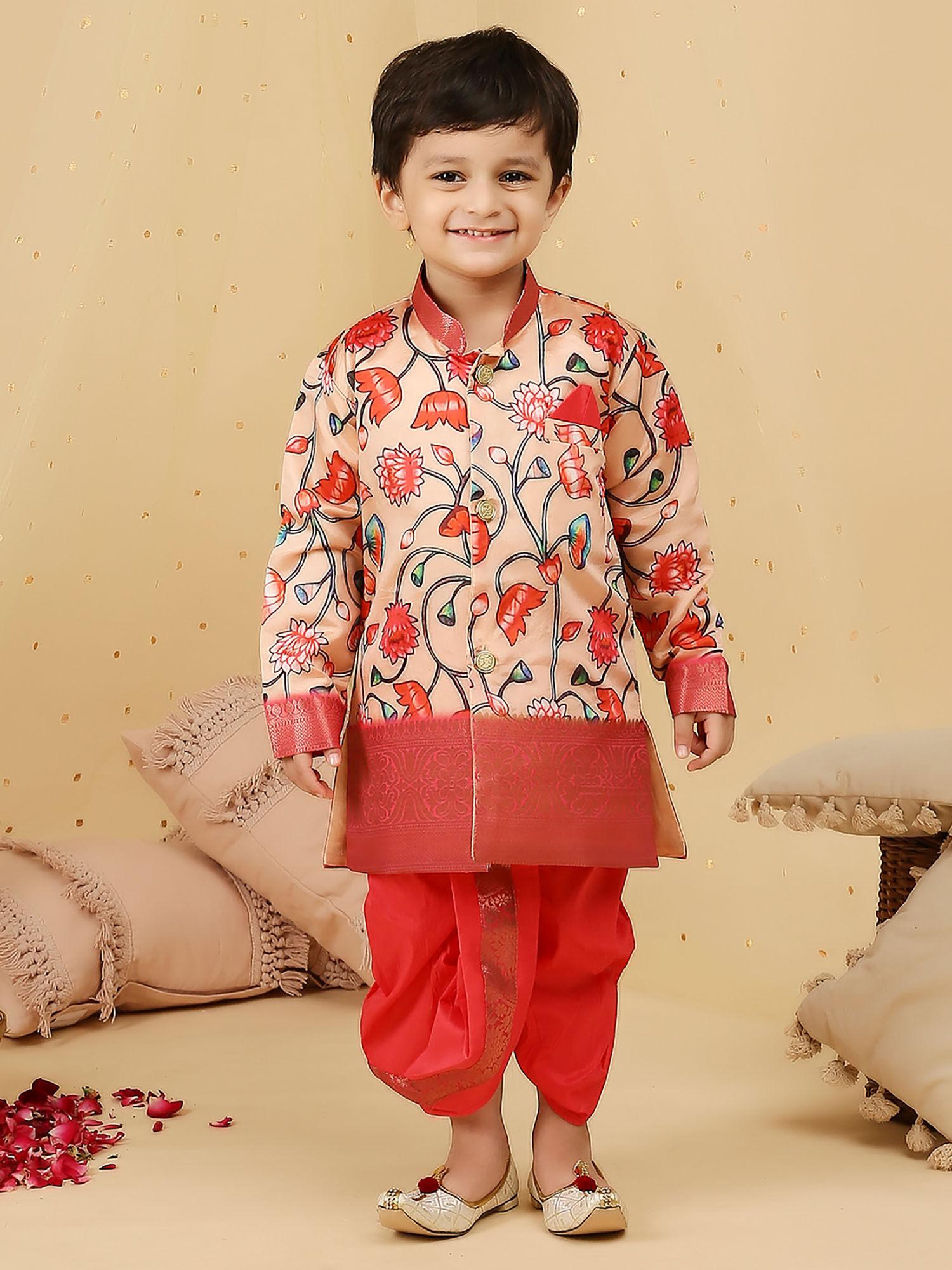 aroha pichai print sherwani dhoti (set of 2)