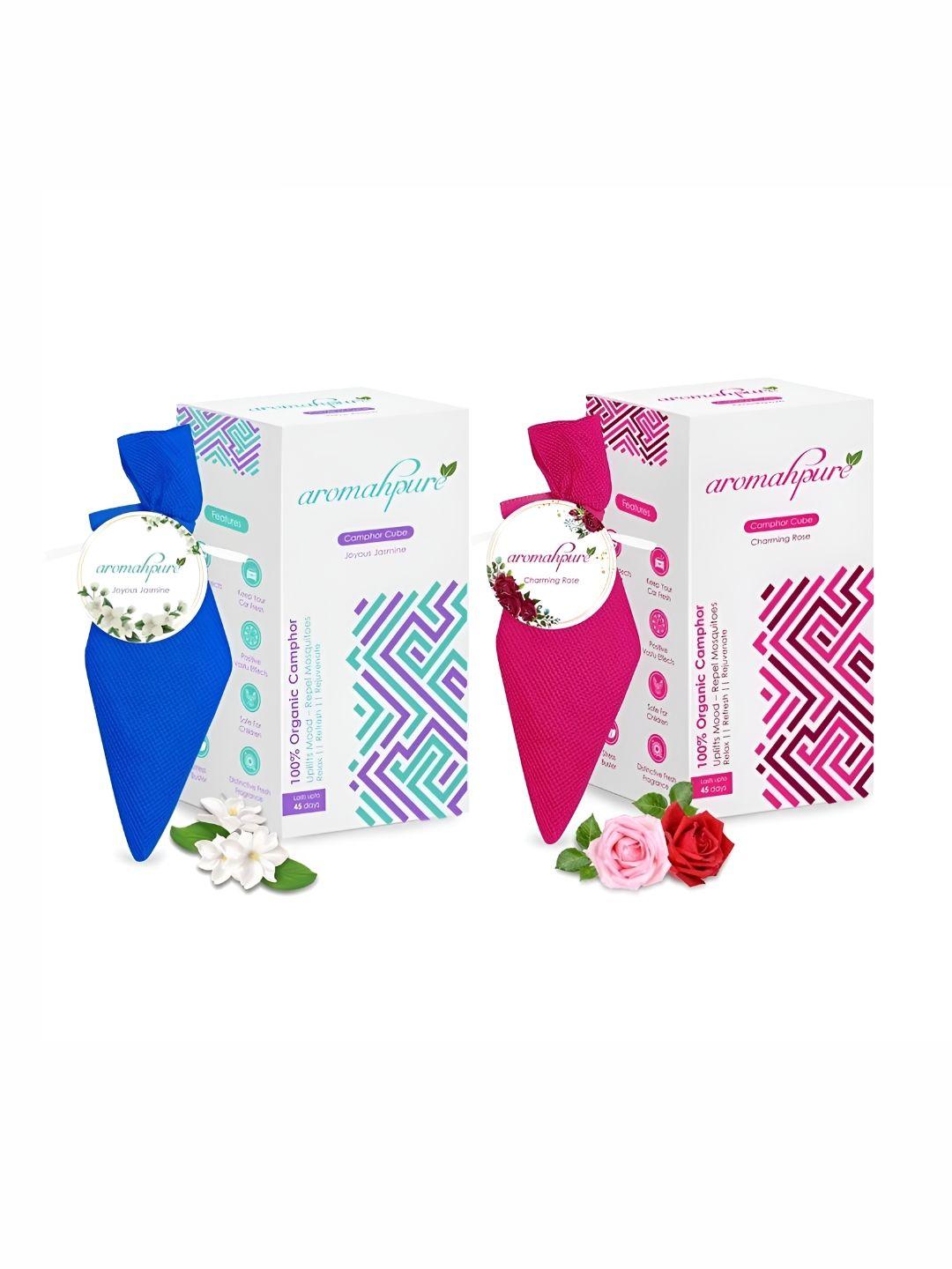 aromahpure pink & blue 2 pieces rose &  jasmine camphor cube home fragrances