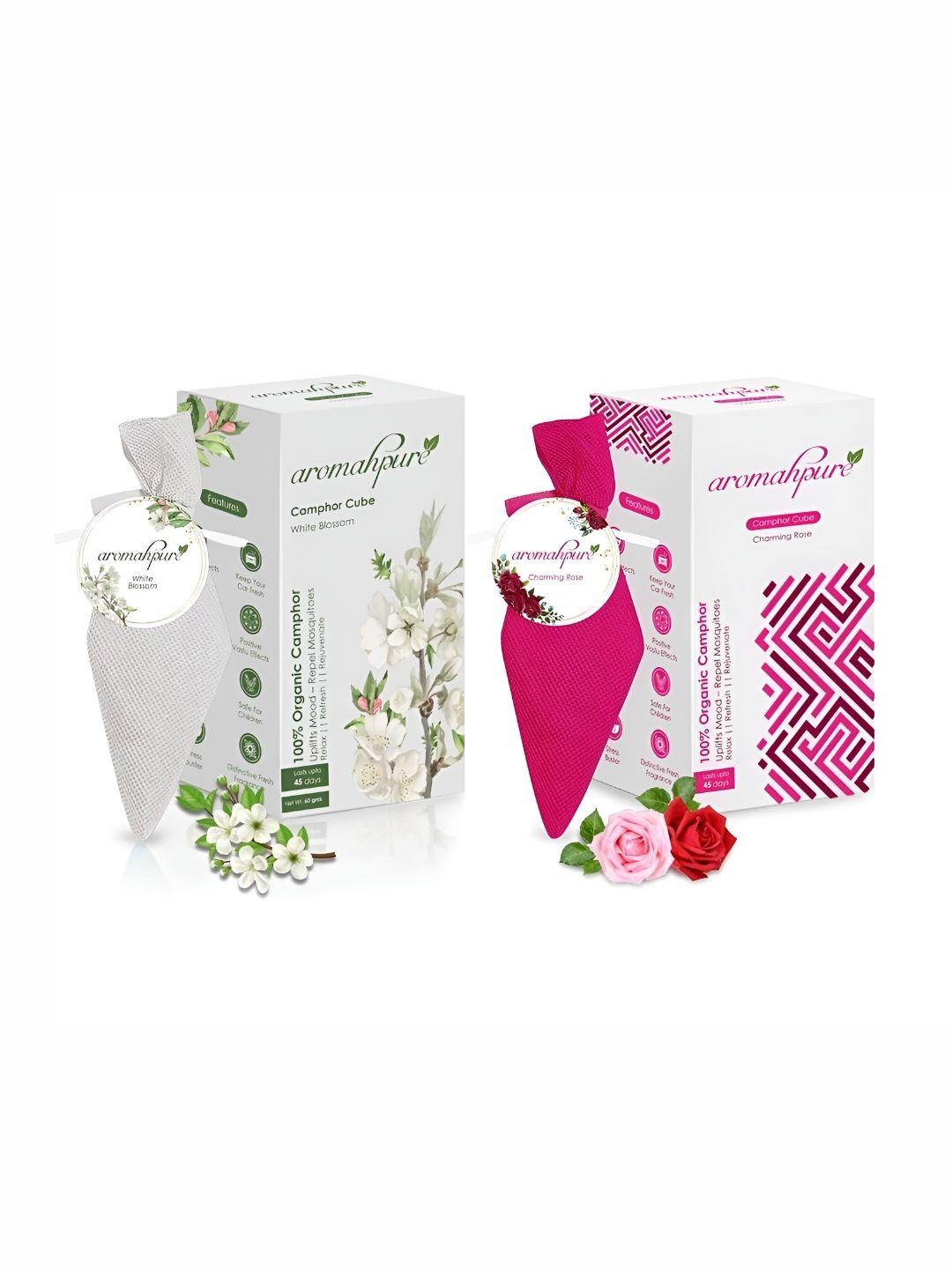 aromahpure pink & grey 2 pieces rose & blossoms camphor cube home fragrances