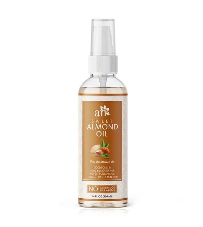 aromamusk 100% pure cold pressed sweet almond oil for massage skin under eye & hair - 100 ml