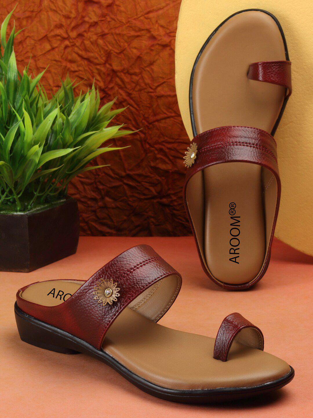 aroom textured leather one toe flats