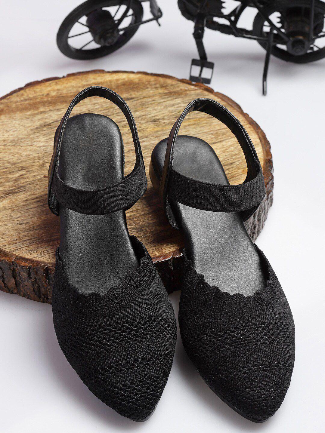 aroom women black woven design flats