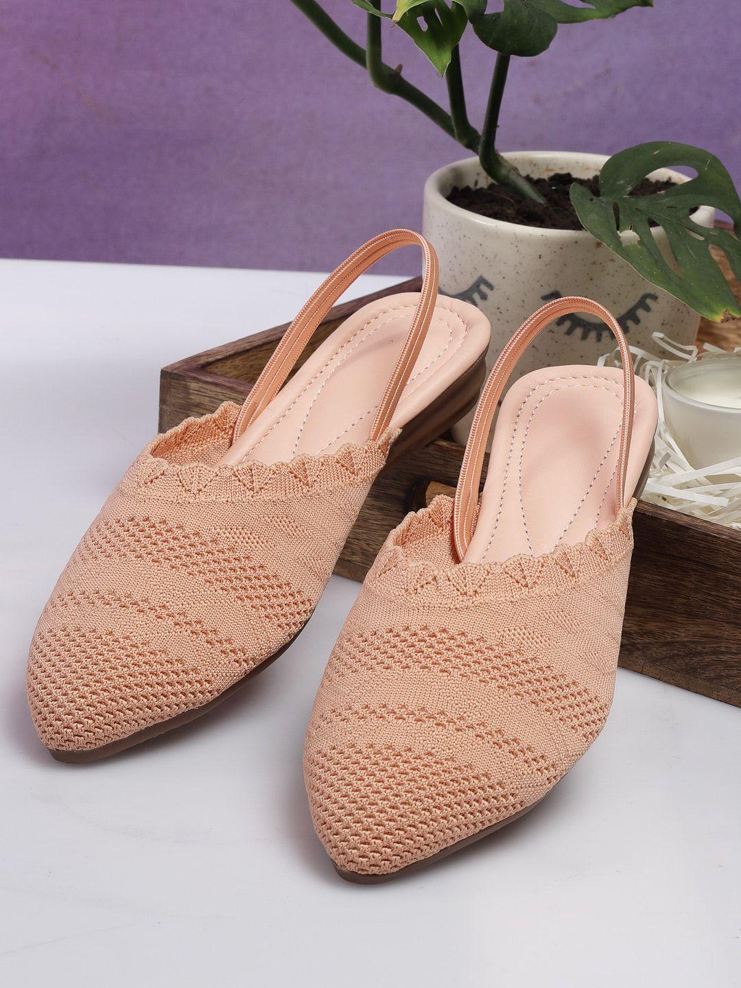 aroom women pointed toe woven design mules with backstrap