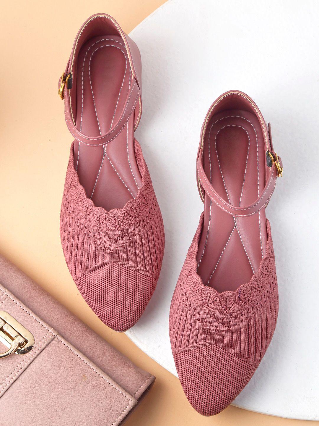 aroom women pointed toe woven design mules with buckles