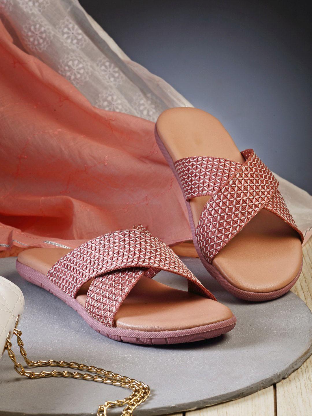 aroom women woven design open toe flats