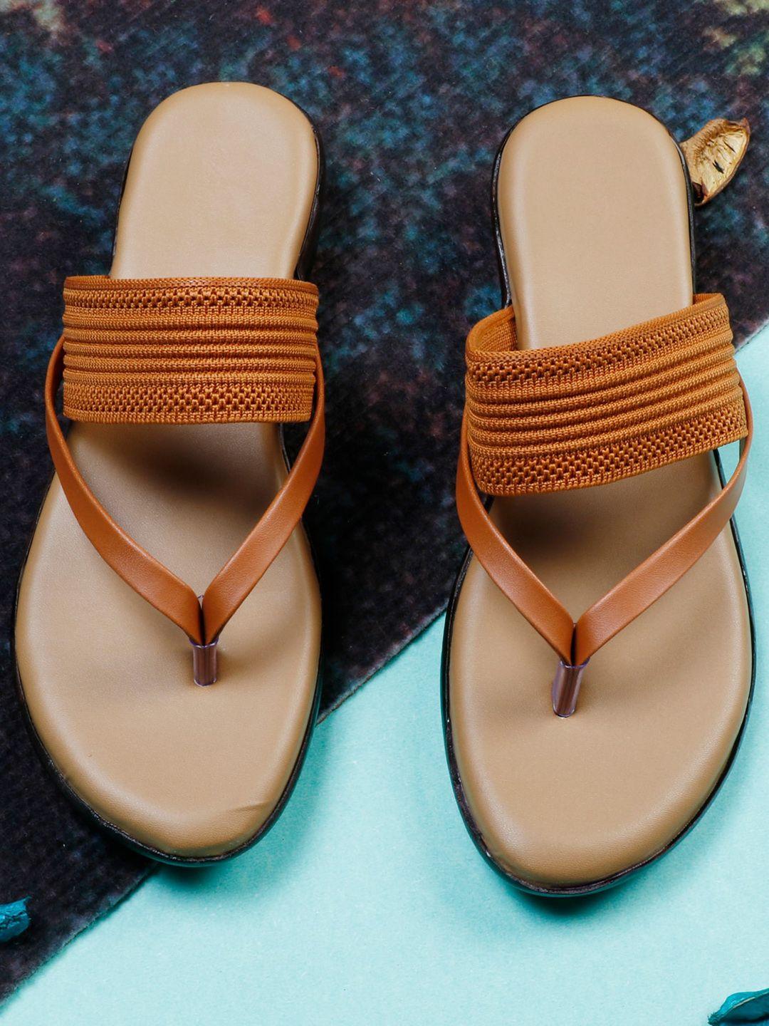 aroom woven design t-strap flats