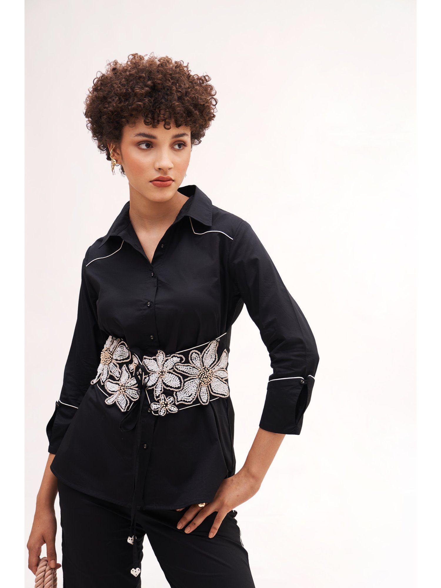 arose black embroidered shirt