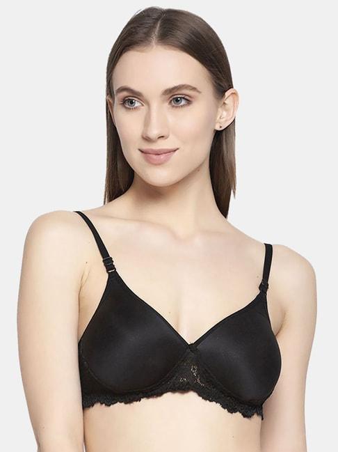 arousy black cotton self pattern t-shirt bra