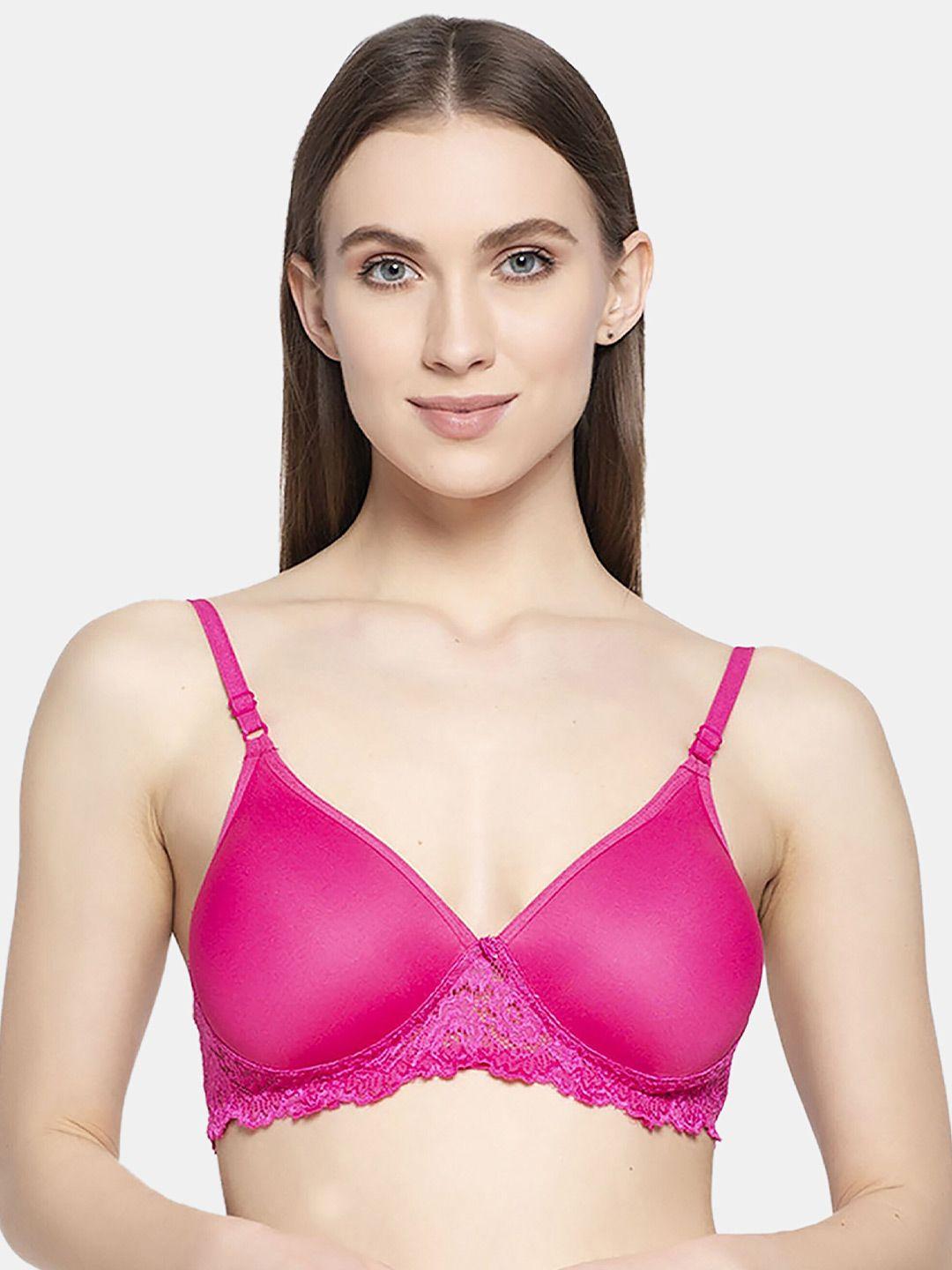 arousy floral lace seamless non-padded full coverage organic cotton bra
