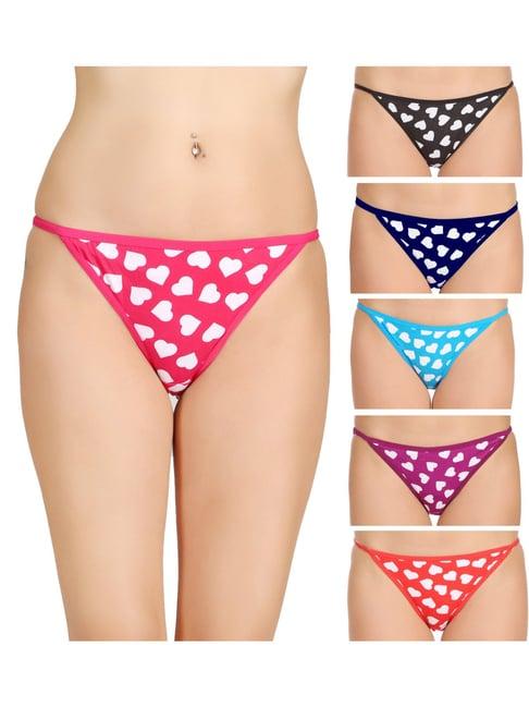 arousy black & red cotton printed hipster panties - pack of 6