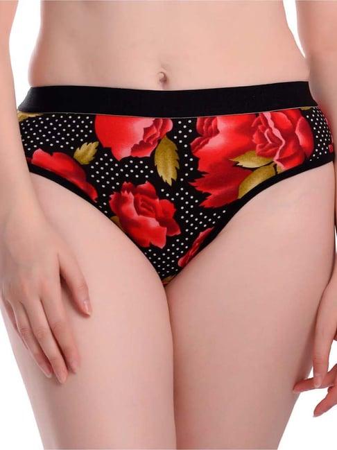 arousy black & red cotton printed hipster panty