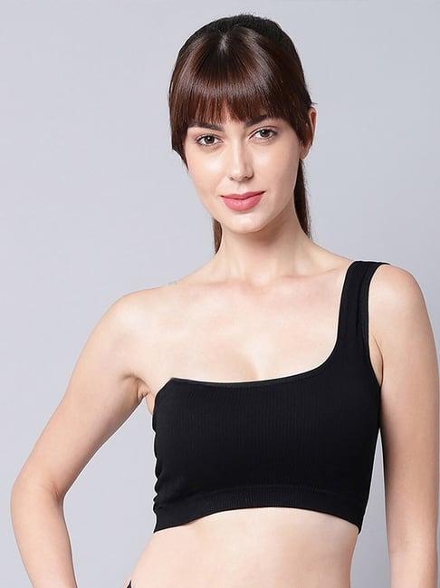 arousy black cotton bralette bra