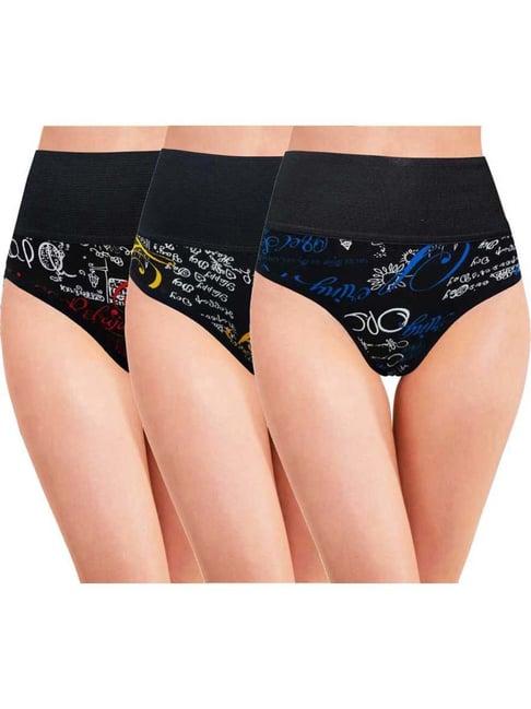 arousy black printed hipster panties - pack of 3