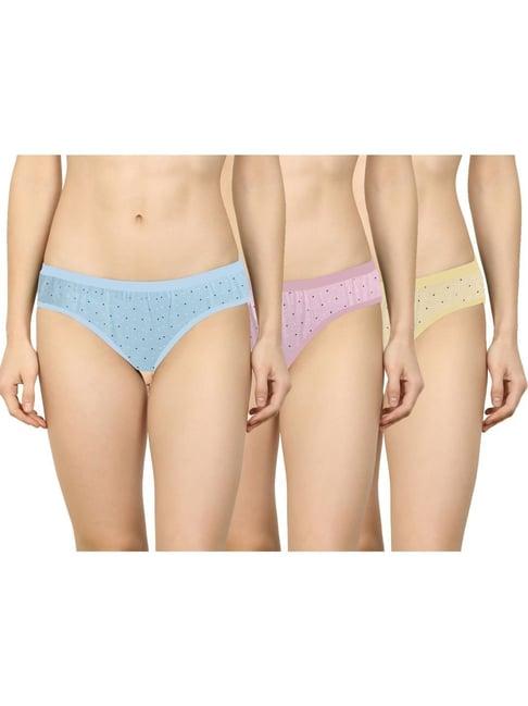 arousy blue & purple polka dots hipster panties - pack of 3