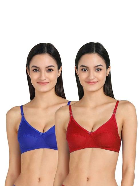 arousy blue & rust cotton t-shirt bra - pack of 2