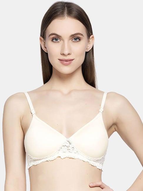 arousy cream cotton self pattern t-shirt bra
