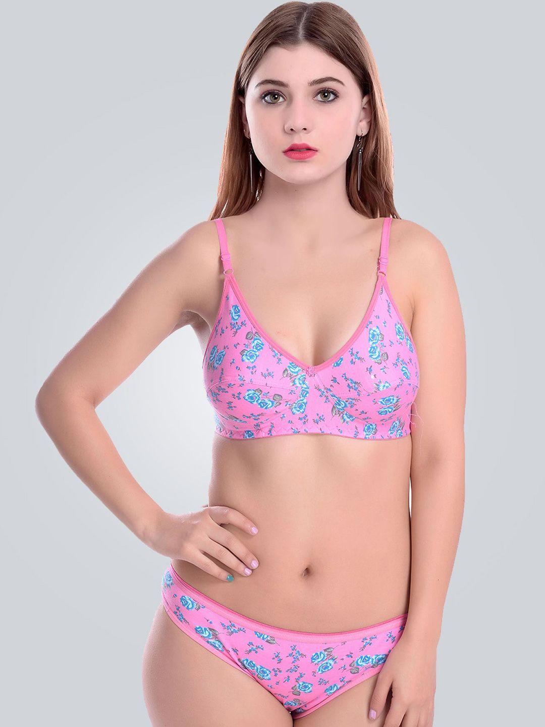 arousy floral printed cotton lingerie set