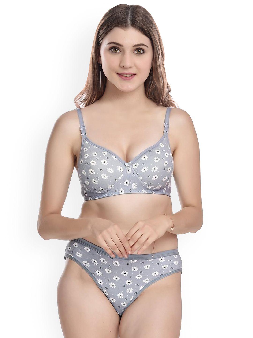 arousy floral printed cotton lingerie set