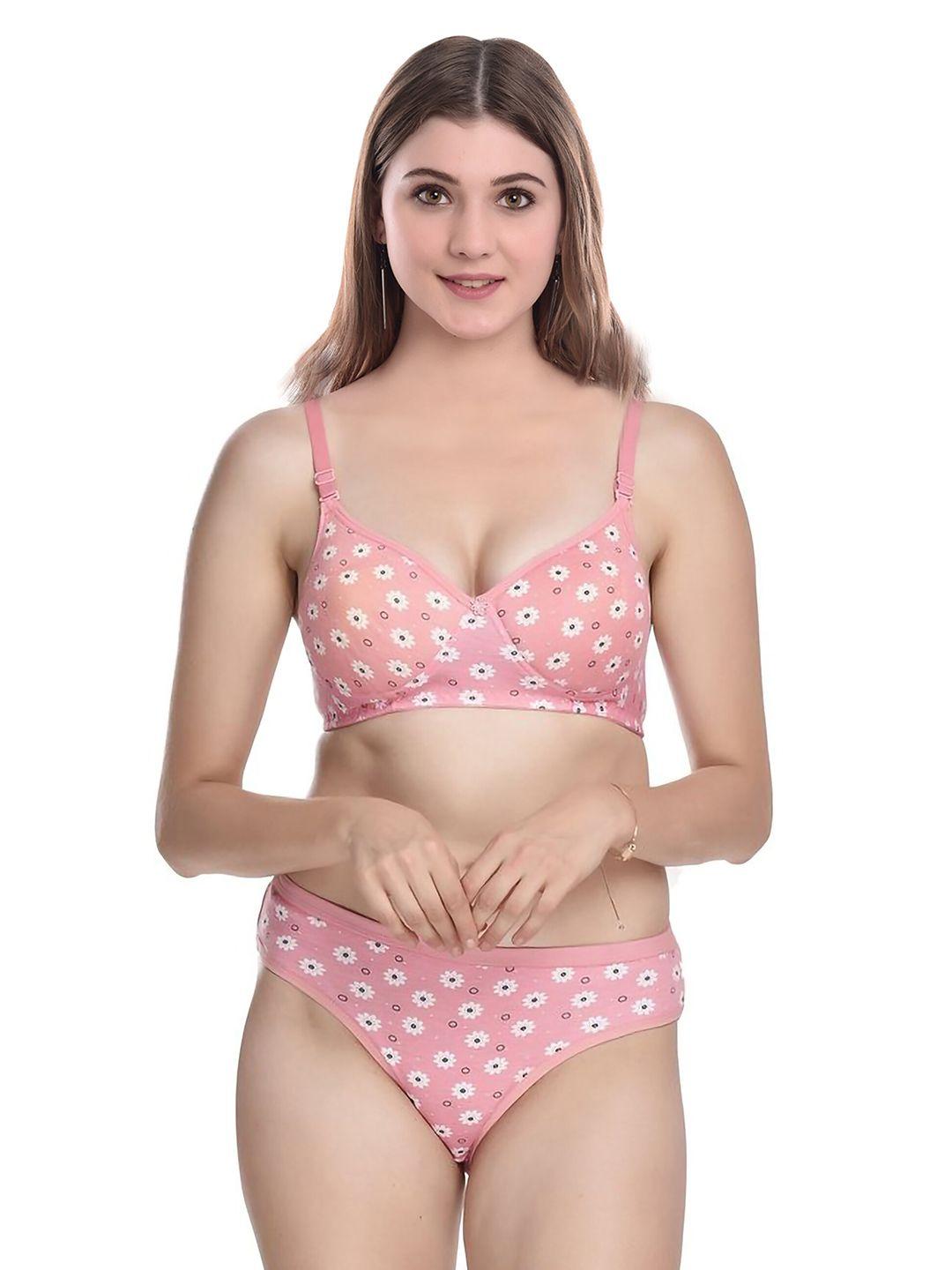 arousy floral printed cotton lingerie set