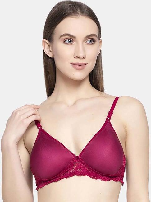 arousy maroon cotton lace work t-shirt bra