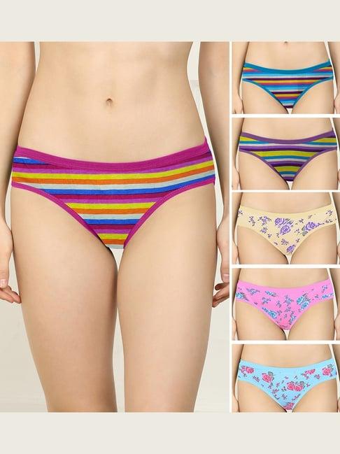 arousy multicolored striped hipster panties - pack of 6