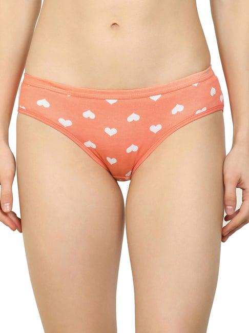 arousy orange cotton printed hipster panty