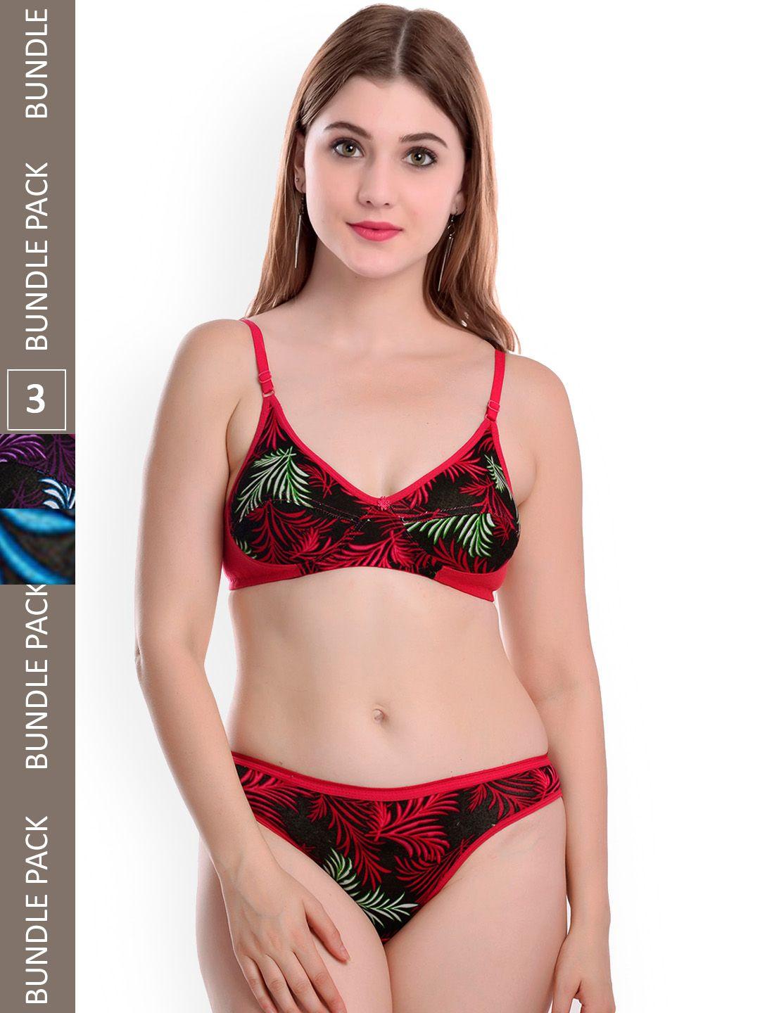 arousy pack of 2 printed cotton lingerie set