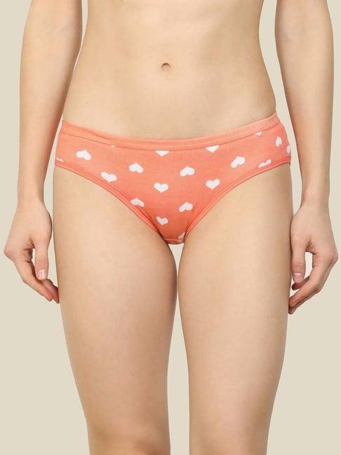 arousy peach cotton printed bikini panty