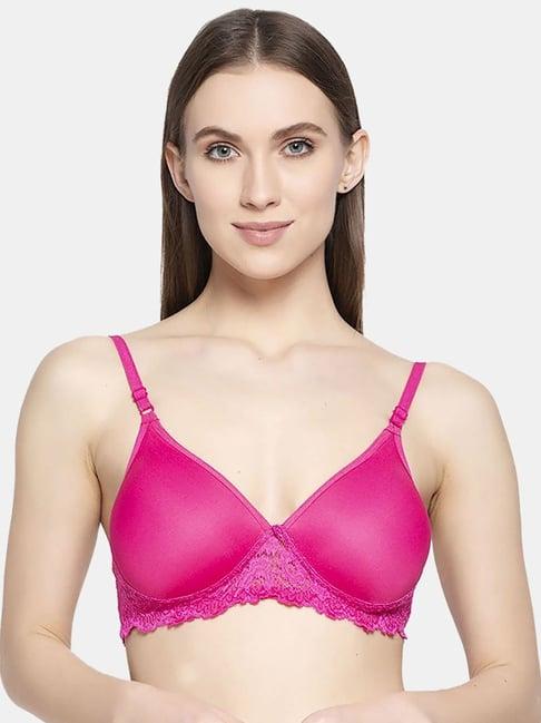 arousy pink cotton self pattern t-shirt bra